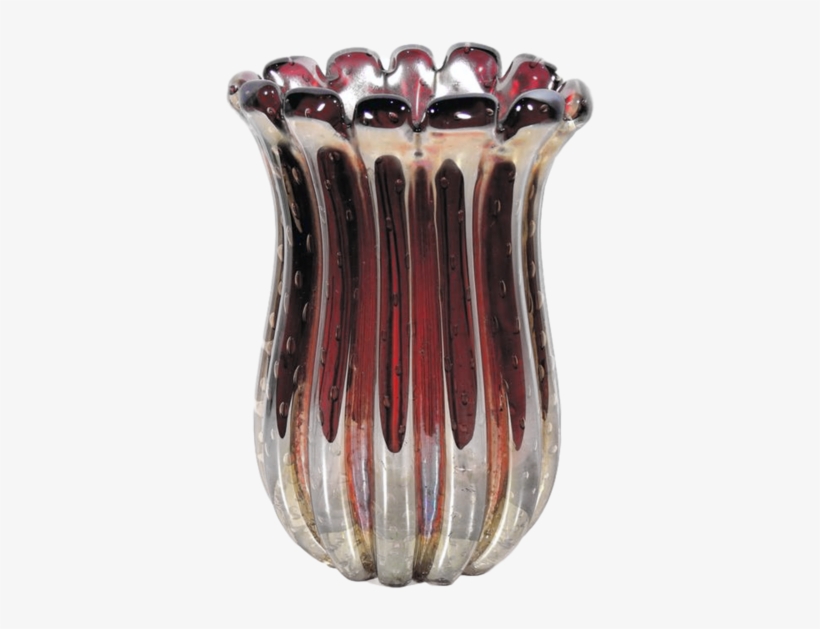 1950s Vintage Iridescent Ruby Red Vase Attributed To - Vase, transparent png download