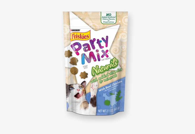 Party Mix Naturals With Added Vitamins & Minerals With - Friskies Natural Cat Treats, transparent png download