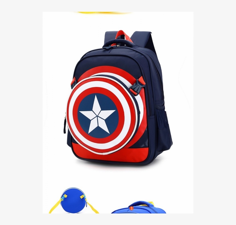 2 In 1 Kid Boy Captain America Design School Bag High, transparent png download