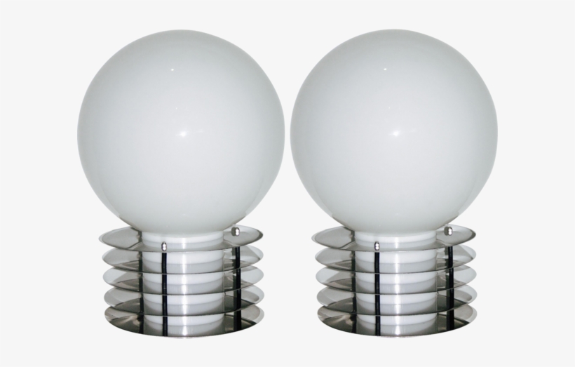 1960s Italian Double-lighted Glass And Chrome Table - Fase Chrome Coil Lamp, transparent png download