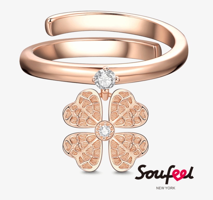 Soufeel Lucky Clover Ring Rose Gold, transparent png download