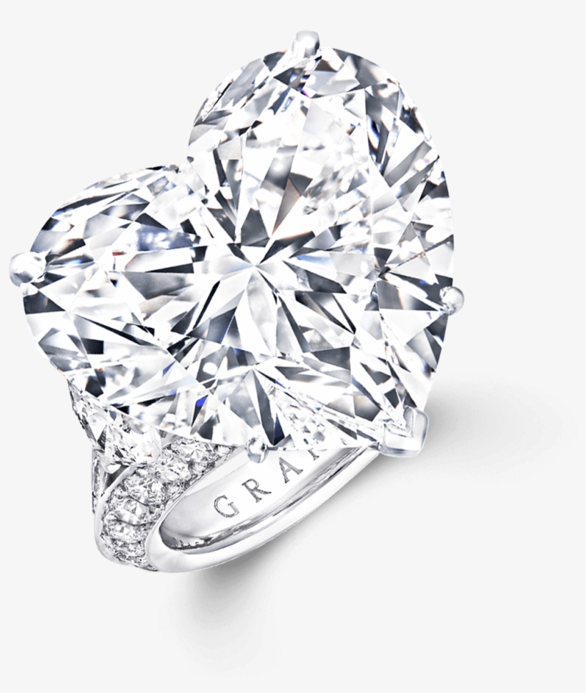 A Graff Ring Featuring A D Flawless Heart Shape Diamond - Diamond, transparent png download