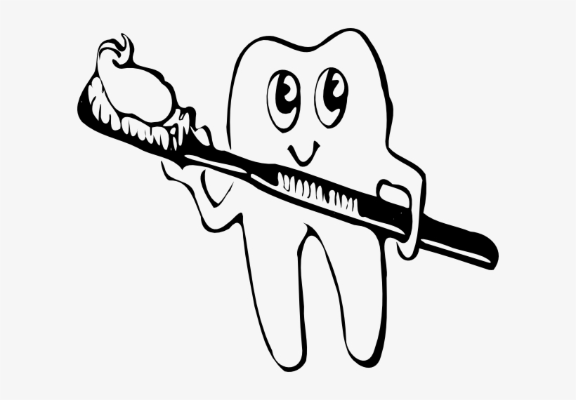 And Brush Clip Art At Clker Com - Brush Teeth Black And White, transparent png download
