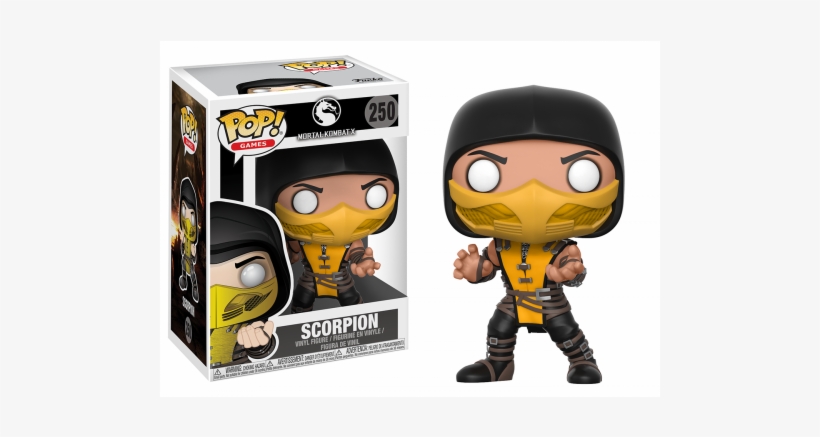 Games 250 Mortal Kombat X Scorpion Pop Vinyl Action - Scorpion Mortal Kombat Funko Pop, transparent png download