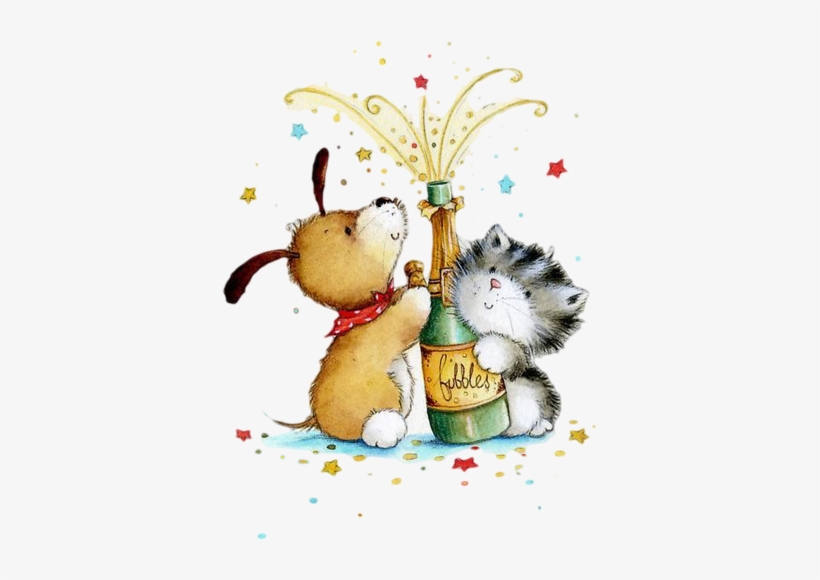 Boldog Születésnapot - Happy New Year 2017 Dog And Cats, transparent png download
