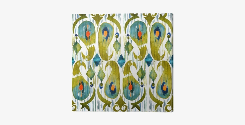 Watercolor Green Ikat Vibrant Seamless Pattern - Watercolor Painting, transparent png download