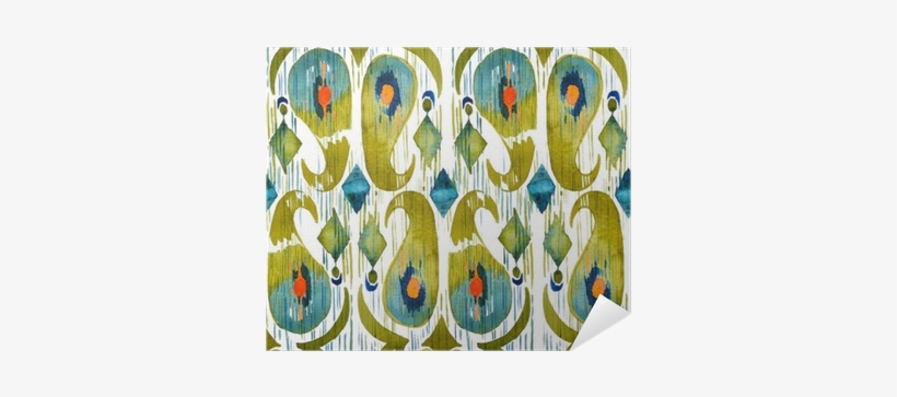 Watercolor Green Ikat Vibrant Seamless Pattern - Watercolor Painting, transparent png download