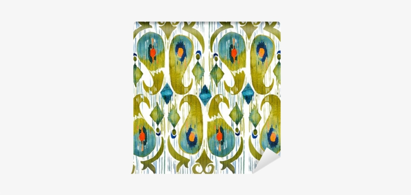 Watercolor Green Ikat Vibrant Seamless Pattern - Watercolor Painting, transparent png download