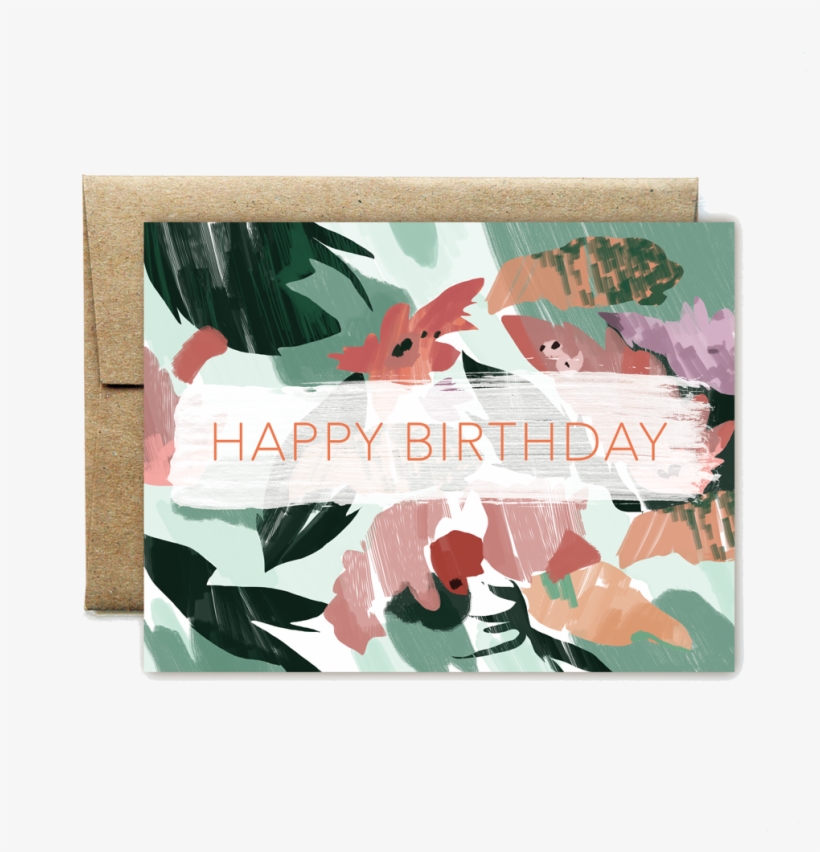 Pinky Peach Floral Birthday Card, transparent png download