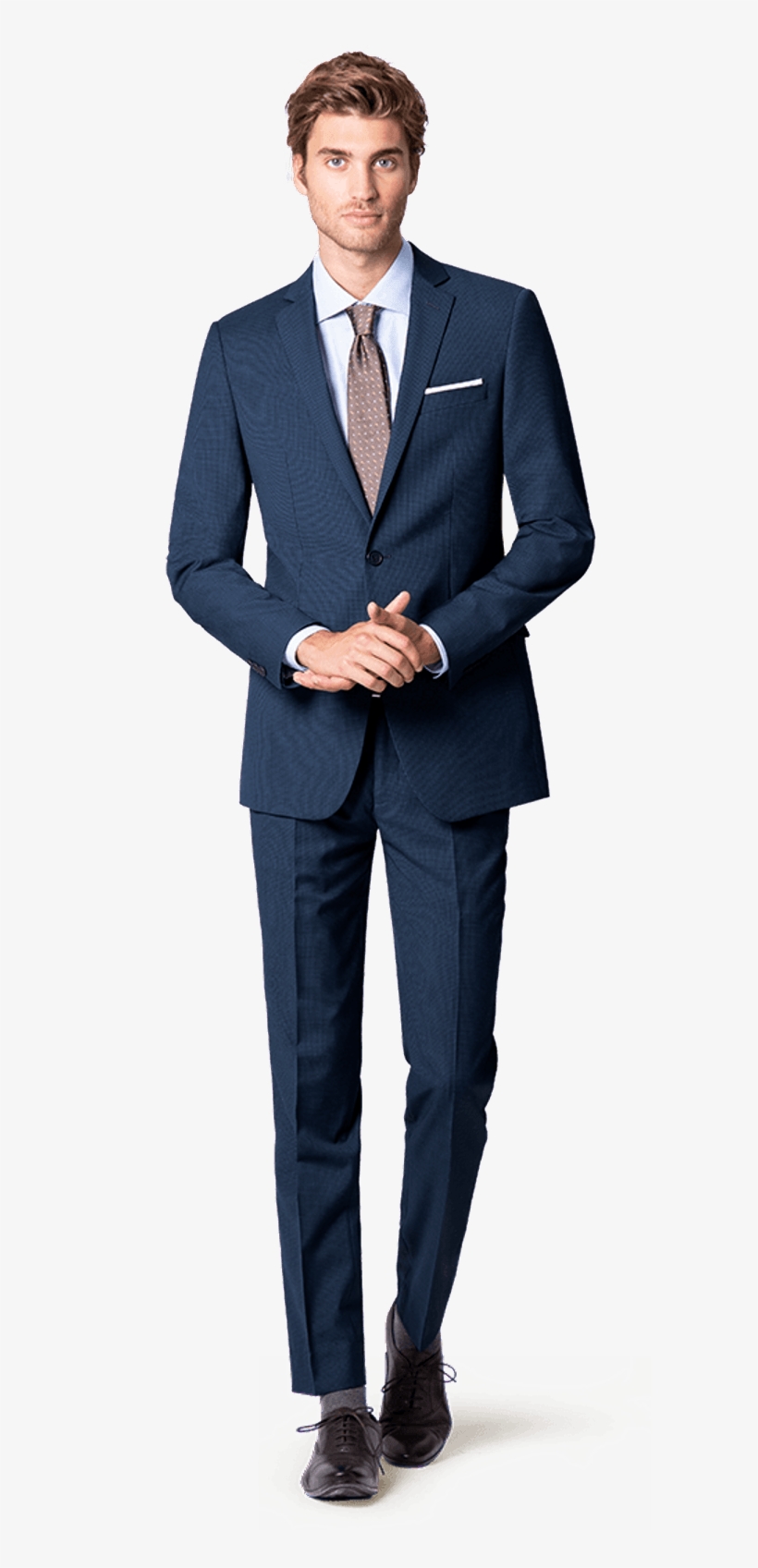 Blue Houndstooth Wool Blend Suit, transparent png download