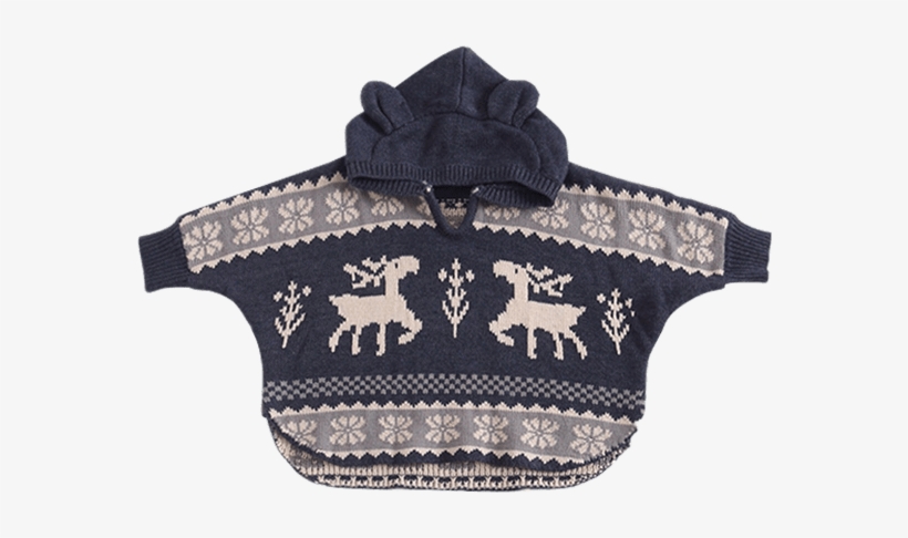 Petite Bello Christmas Deer Knitted Poncho - Sweater, transparent png download