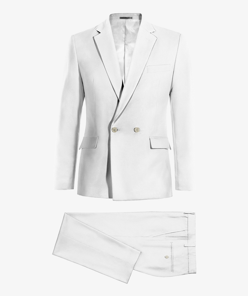 White Double Breasted Linen Suit - Traje Cuello Mao Blanco, transparent png download
