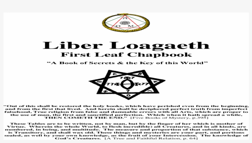 Gnostic Church Loagaeth-first Leaf Chap Book - Emblem, transparent png download