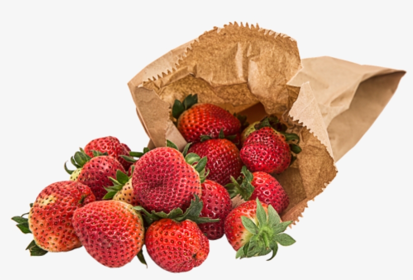 Brown Paper Bag With Strawberries Spilling Out - Principi Nutritivi Di Fragola, transparent png download