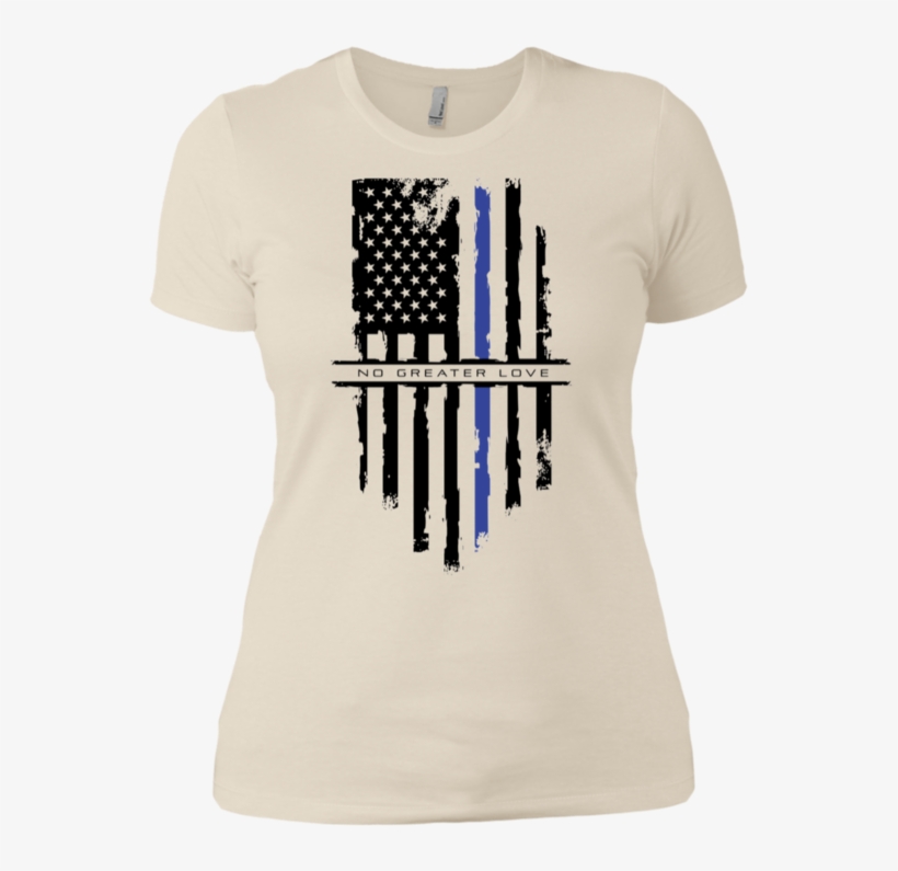 Ngl Tattered Blue Line Flag Ladies' Boyfriend T-shirt - T-shirt, transparent png download