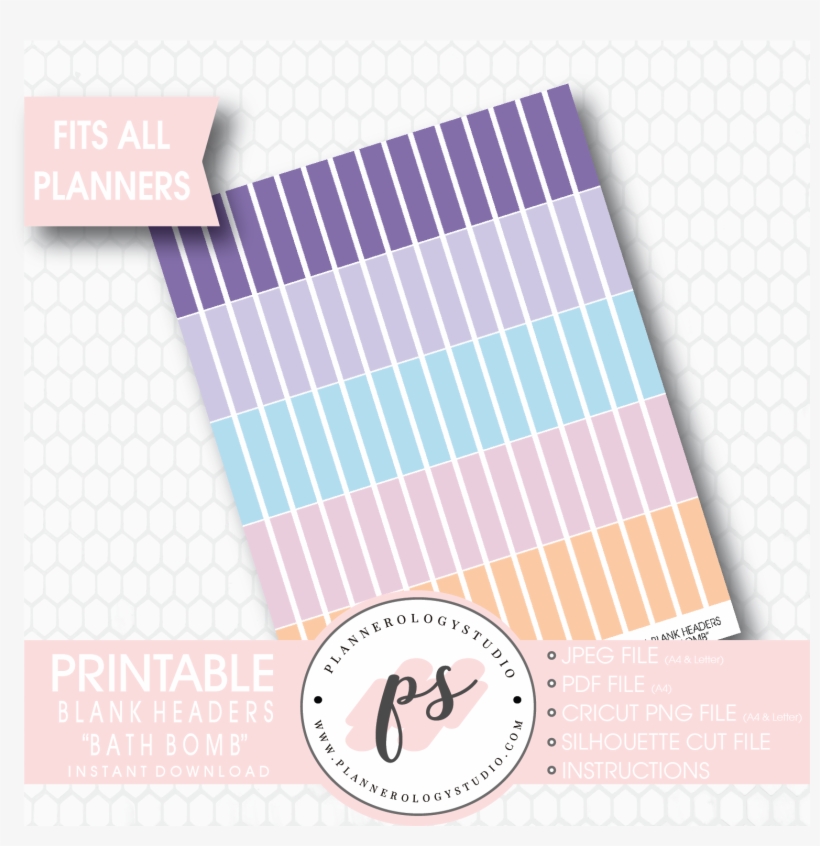 "bath Bomb" Blank Header Printable Planner Stickers, transparent png download