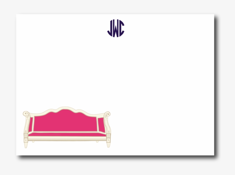 Personalized Notecards 3 Letter Mono / Pink Sofa Notecard - Couch, transparent png download