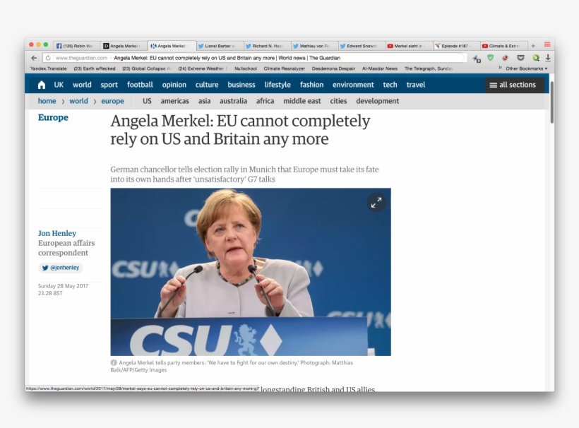 Eu Cannot Completely Rely On Us And Britain Any More - Web Page, transparent png download