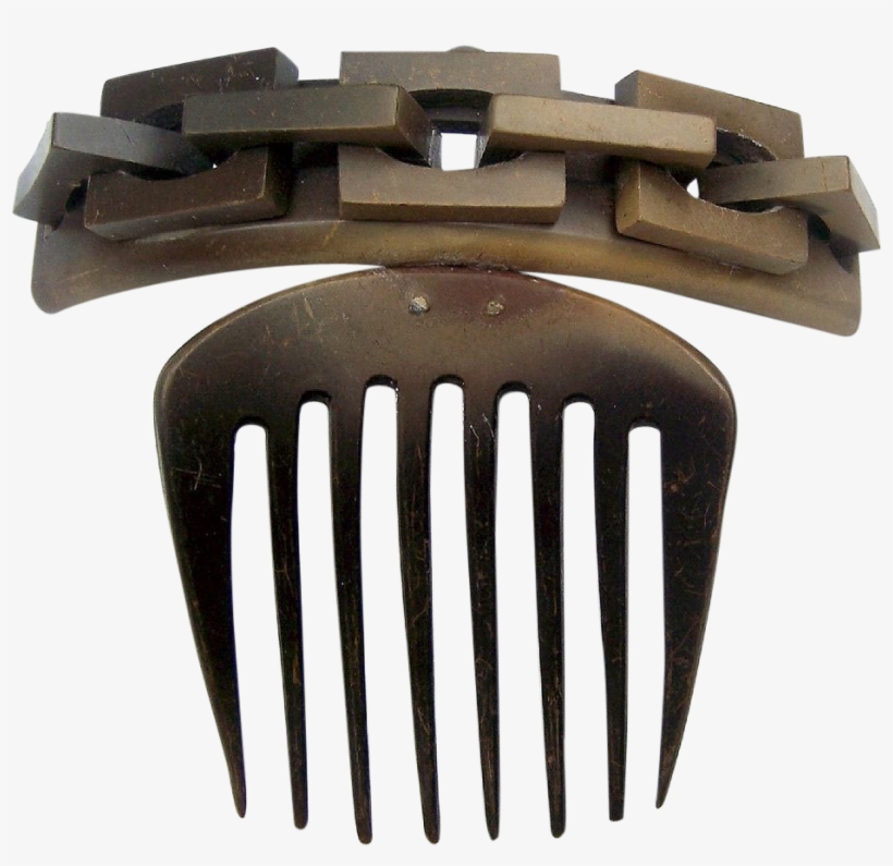 Victorian Vulcanite Hair Comb Hinged Chain Link Design - Rake, transparent png download