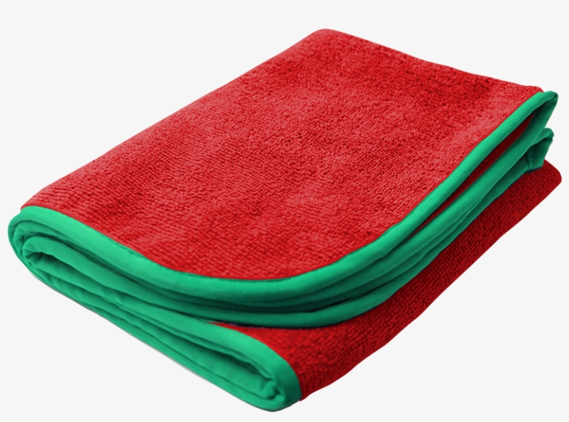 Red Power Shine Microfiber Towel W/ Green Silk Edge - Car, transparent png download