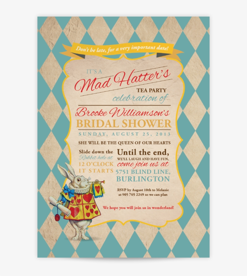 Bridal Shower9 - Alice Im Wunderland-danken Weiße Karte, transparent png download