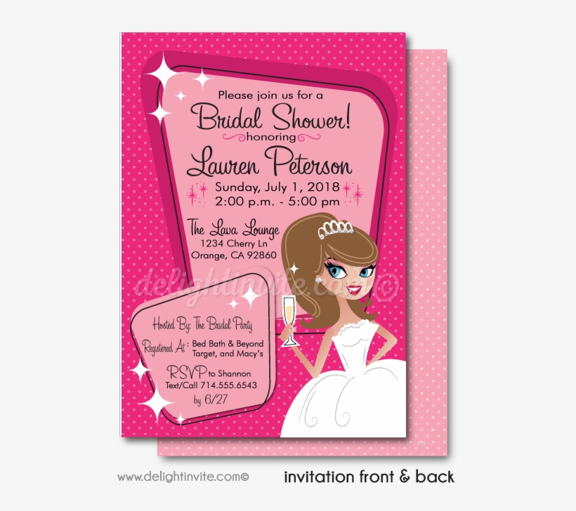 Retro Rockabilly Pin-up Bridal Shower Invitations - Cartoon, transparent png download