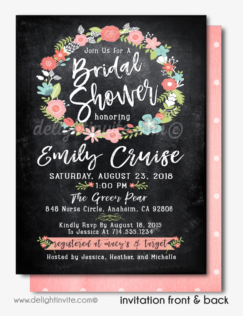 Boho Chic Vintage Floral Bridal Shower Invitations, transparent png download
