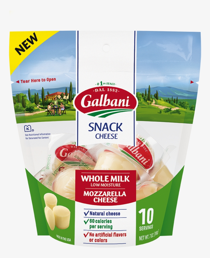 Whole Milk Mozzarella Snack Cheese Galbani Cheese Authentic - Galbani Mozzarella, transparent png download