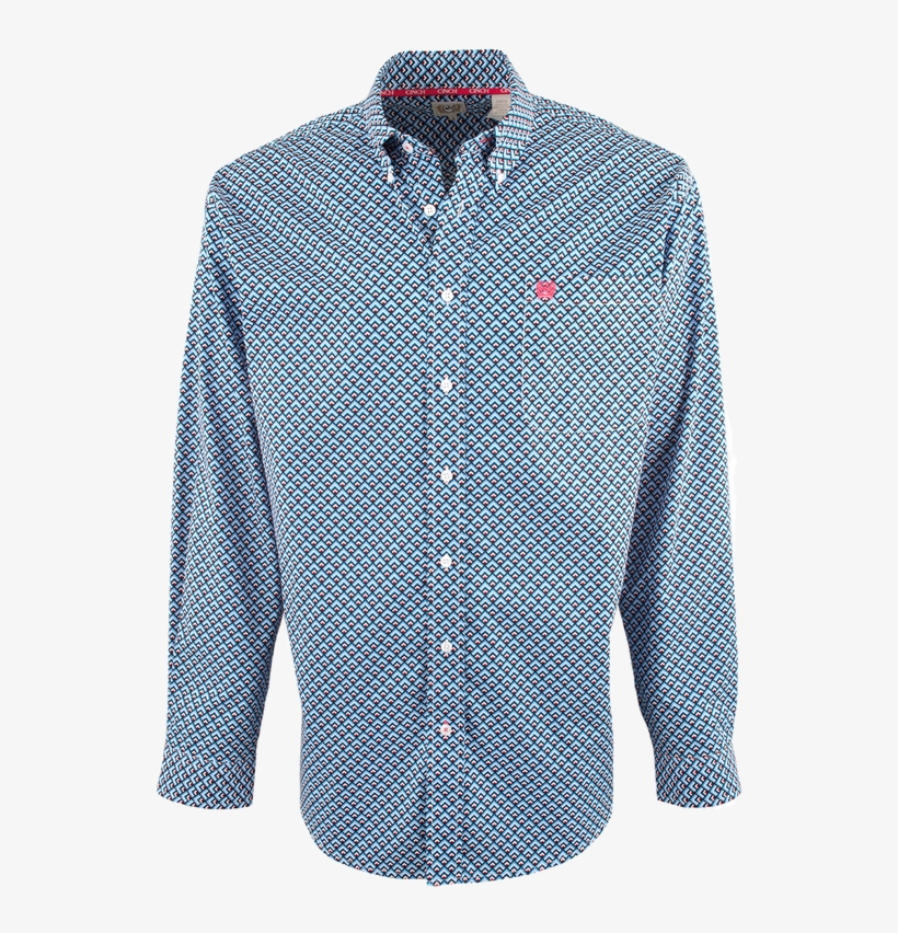 Cinch Royal Blue Pyramid Print Plain Weave Shirt, transparent png download