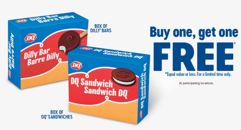 Buy One, Get One Free Box Of Dilly Bars Or Dq Sandwiches - Carton, transparent png download