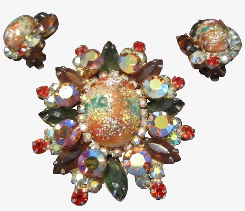 Juliana Easter Egg Brooch And Earrings With Multicolored - Crystal, transparent png download
