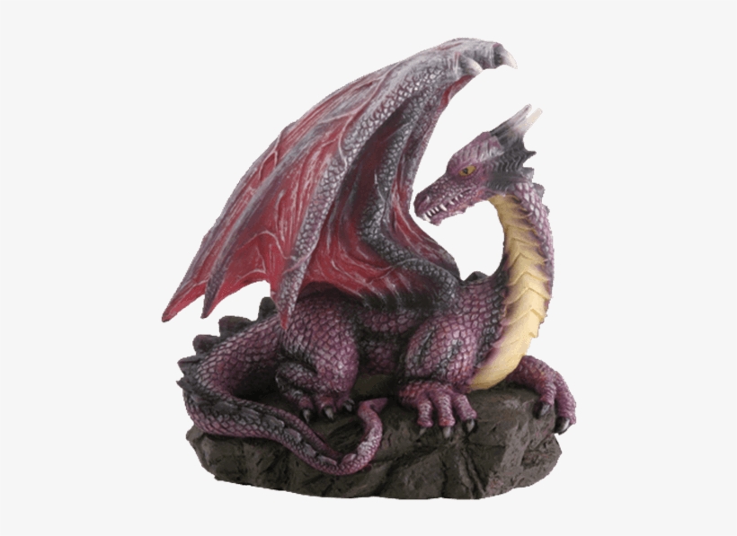 Resting Purple Dragon Statue - Homeware Purple Dragon On Rock Figurine, transparent png download