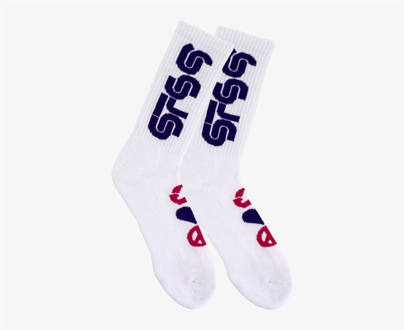 White W/ Pink Purple Logo Socks - Sock, transparent png download