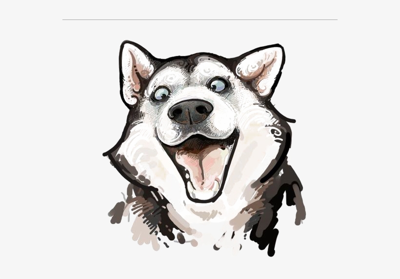 Siberian Husky Alaskan Malamute Chow Chow Puppy Drawing - Free Shipping Happy Dog, Crazy Husky , Pin Animal,, transparent png download