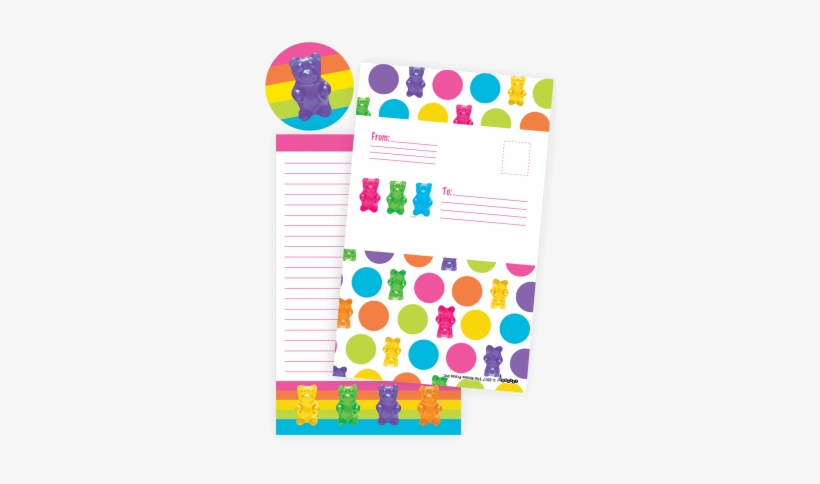 Gummy Bears Foldover Cards - Iscream 'gummy Bear Rainbow' Pack Of 8 Fold-over Cards, transparent png download