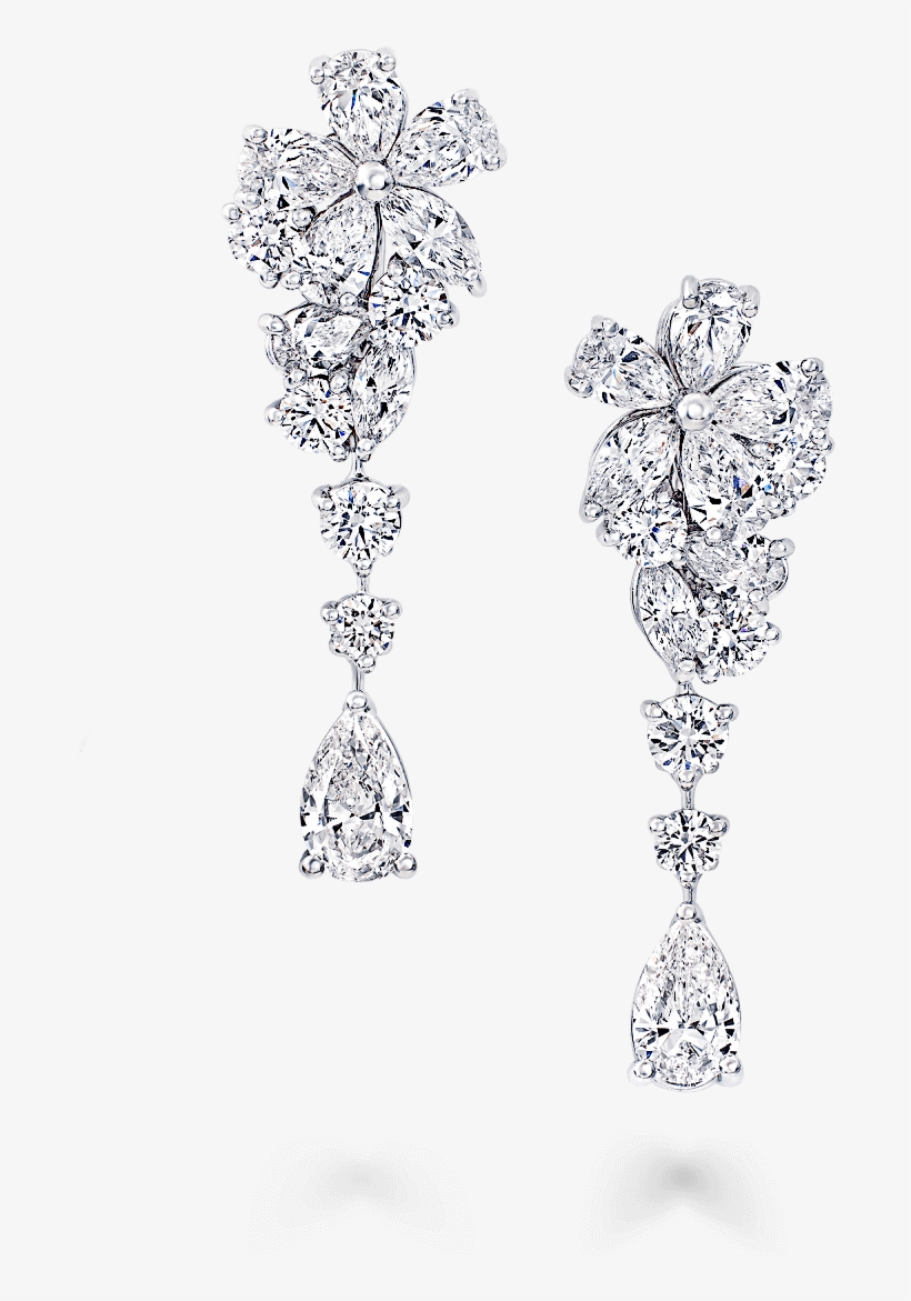 A Pair Of Graff Diamond Carissa Single Flower Earrings - Graff Diamonds, transparent png download