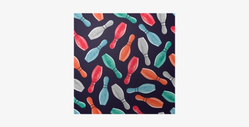 Seamless Pattern With Colorful Watercolor Bowling Pins - Bowling Pin, transparent png download