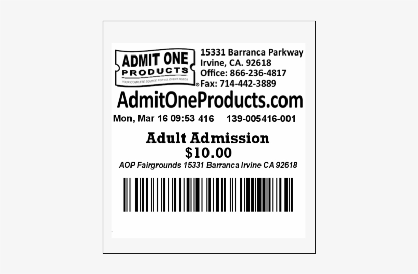 Here Are Some Examples Of Our Ticket Terminal Templates - Admit One Products, transparent png download