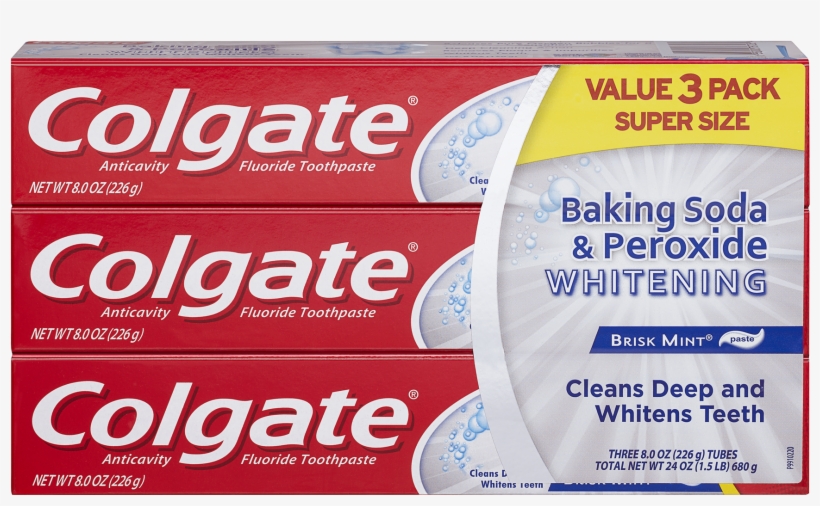 Colgate Baking Soda And Peroxide Whitening Toothpaste - Colgate Baking Soda & Peroxide Whitening Brisk, transparent png download
