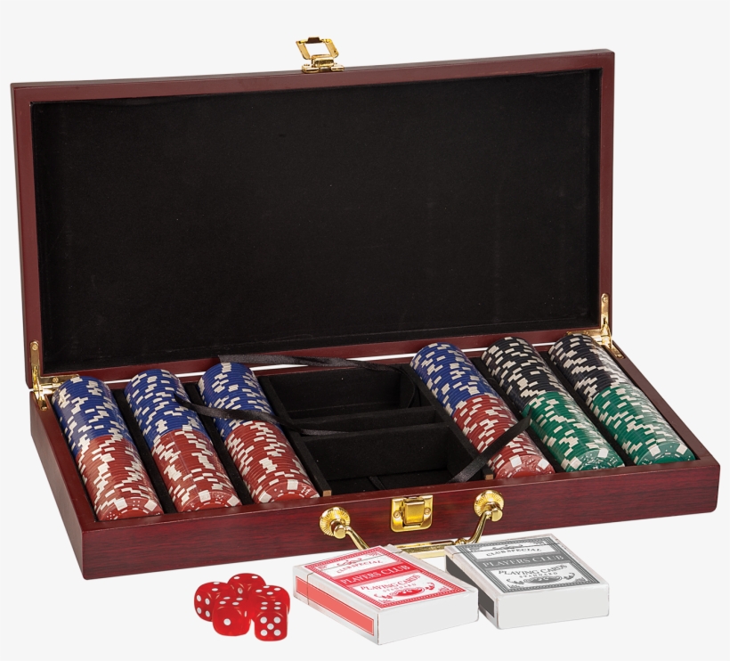 Rosewood Finish Poker Gift Set With 300 Chips, 2 Decks, transparent png download