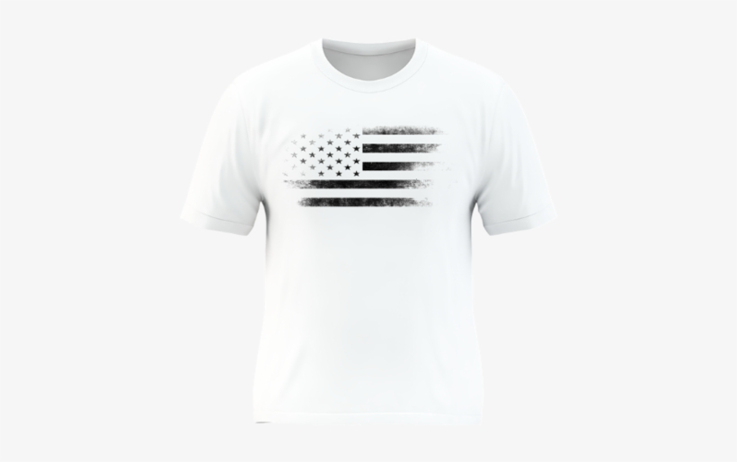 Weathered Black And White American Flag - Active Shirt, transparent png download
