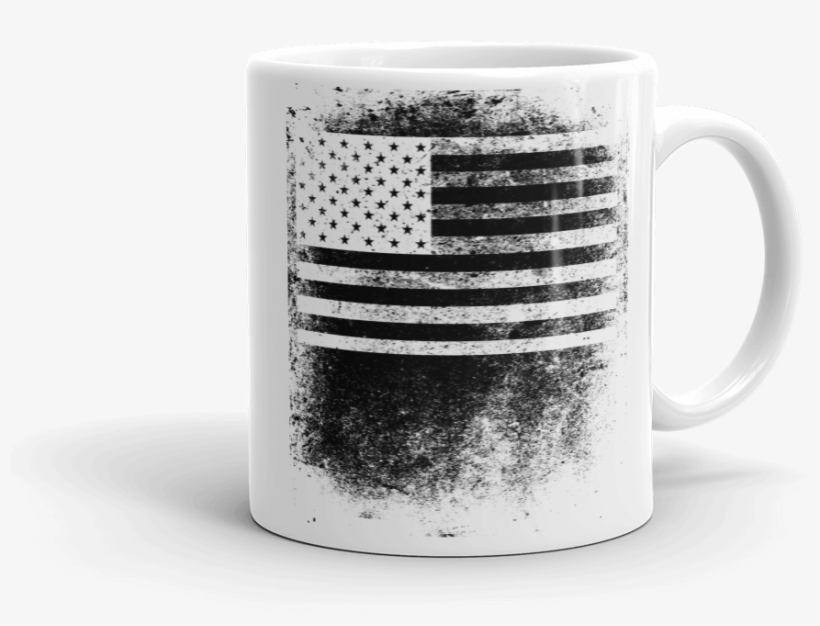 Coffee Mug With Black And White American Flag Image - United States Of America, transparent png download