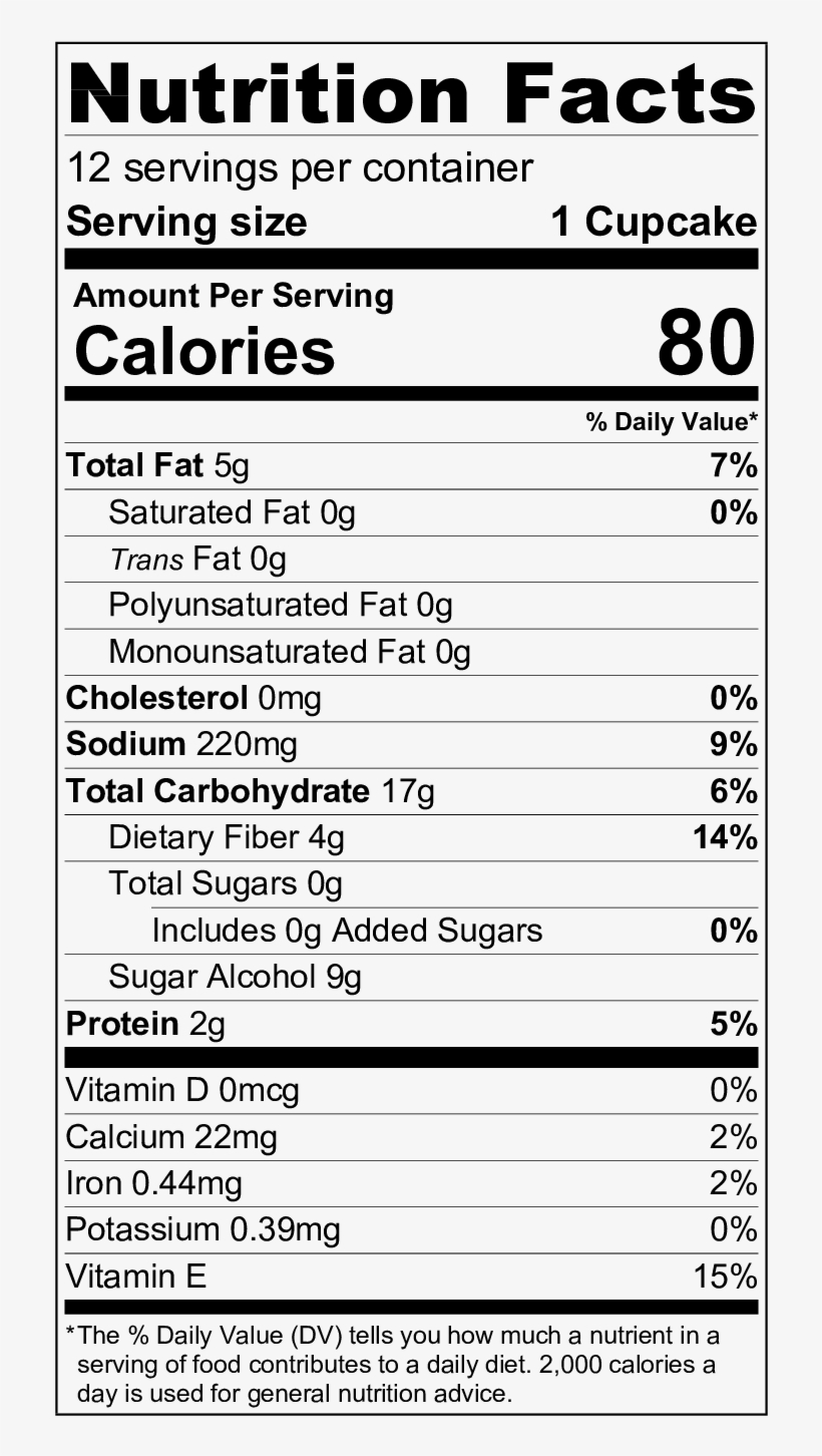 Vanilla Cake Nutrition - Russell Stover Sugar Free Nutritional Facts, transparent png download