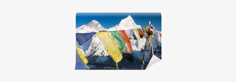 View Of Everest With Buddhist Prayer Flags From Kala - Everest, transparent png download