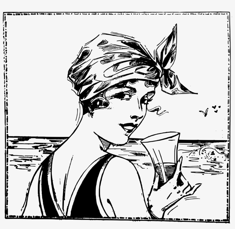 This Free Icons Png Design Of Lady At The Beach Drinks, transparent png download