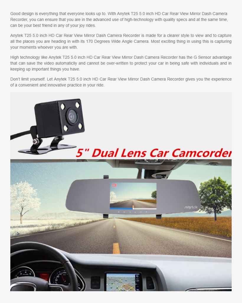 Anytek T25 1080p Car Camera Video Recorder Dual Lens - Neufu F8c 1080p Hd 4.3" Dual Lens Voiture Dvr Embarquée, transparent png download