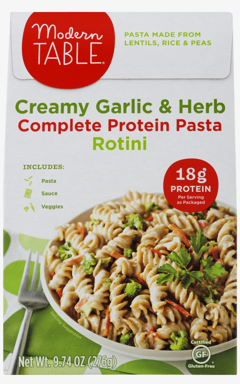 Modern Table Creamy Garlic And Herb Lentil Pasta Meal, transparent png download