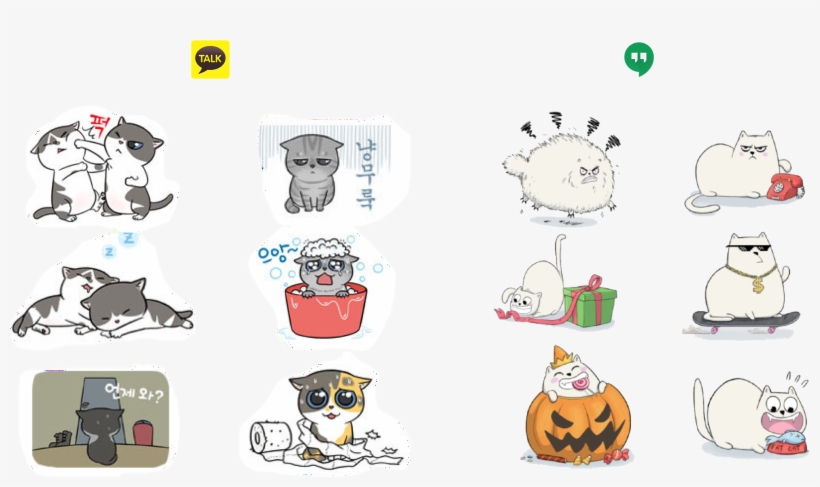 Kakaotalk On The Left, Hangouts On The Right - Cartoon, transparent png download