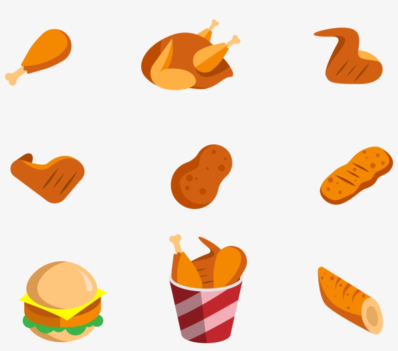 Fried Chicken Fast Food Junk Burger Icon - Chicken Fastfood Icon, transparent png download