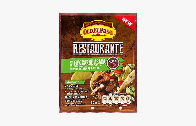 Beef Carne Asada - Old El Paso Restaurante Steak Carne Asada Taco Kit, transparent png download